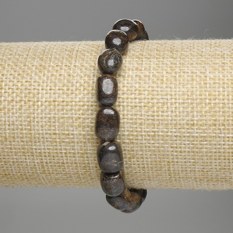 Bronzite faceted bracelet, diameter 8-12×7-10 mm, length 18 cm, stretch