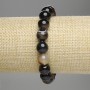 Agate bracelet with smooth beads, 10 mm diameter, 18 cm length, stretch
