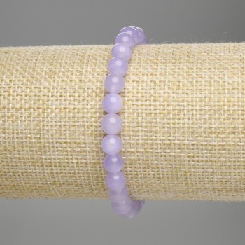 Lavender Amethyst Bracelet, smooth 6 mm beads, 18 cm length, elastic