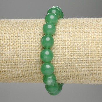 Chrysoprase bracelet with smooth beads, 10 mm diameter, 18 cm length (stretch)