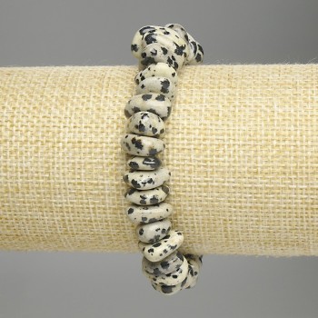 Dalmatian Jasper Faceted Bracelet, beads 8-12×4-6 mm, length 18 cm, stretch