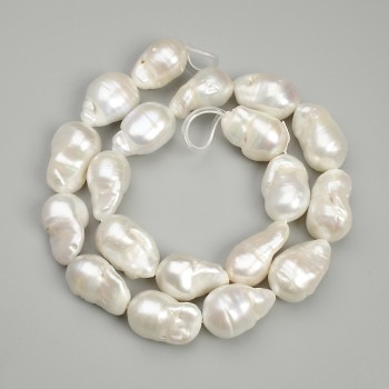Baroque pearl beads with petrol tint, diameter 20.5–24×11.5–13 mm, length 40 cm+