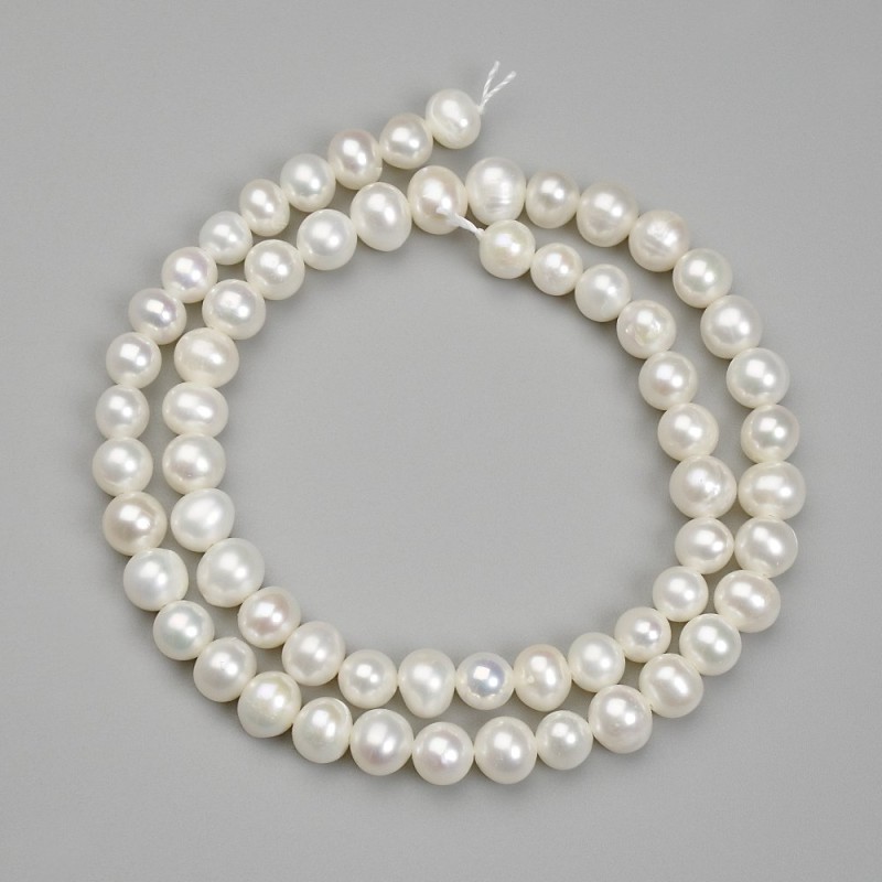 River Pearl Beads, diameter 6x6 mm, 5-7 mm +/- on a thread, length 36 cm+