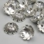 Bead caps for beads, diameter 7×14 mm, hole approx. 2.5 mm, silver-tone metal, pack 20 g (approx. 11 pcs)