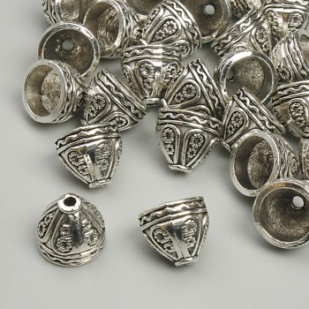 End caps for findings, 8x8 mm diameter ±, hole diameter 1.9 mm ±, silver metal color, pack 20 g ± (~24 pcs)