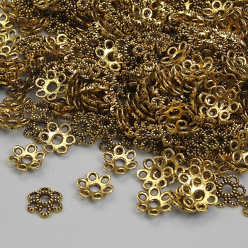 Bead cap findings, gold-tone, 6 mm diameter, hole diameter 1.9 mm, packaging 20 g (approx. 355 pcs)