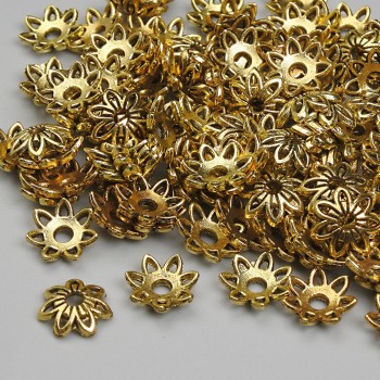 Bead Cap Gold-tone, 8 mm diameter, hole diameter about 1.9 mm, packaging 20 g (~110 pcs)