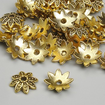 Bead caps, gold-tone, diameter 11.5 mm, hole diameter 2 mm, packaging 20 g (~45 pcs)