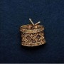 Brooch 'Drum' in antique gold color with rhinestones, 2.5 x 2.5 cm