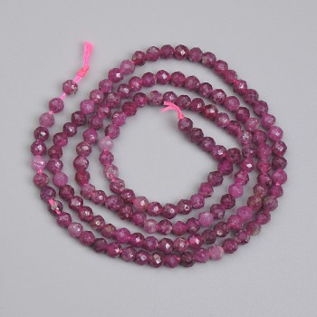 Ruby Beads, Faceted 3mm, 39 cm Long on Thread