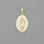 Mother of God Pendant with enamel on golden-tone metal, 29×18 mm diameter