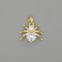 Spider Pendant, gold-tone metal with white crystals, diameter 19mm+