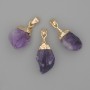Amethyst Pendant with Raw Stone in Gold-Tone Metal, 29x16 mm+