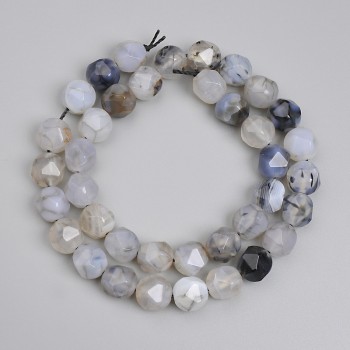 Dragon Vein Agate Beads, faceted, 10×8 mm, approx. 36 cm long on thread