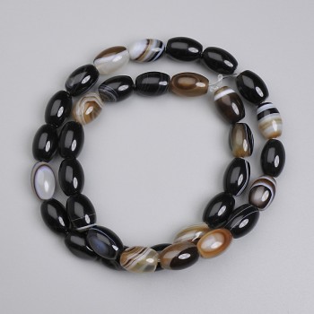 Agate Barrel Beads, 12x8 mm, approx. 39 cm on thread