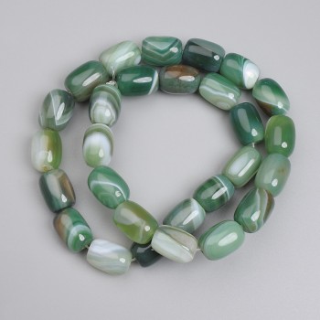 Barrel-shaped agate beads, 14×10 mm, approx. 38 cm long on thread