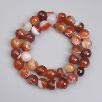 Faceted Agate Beads, ball-shaped, 10 mm diameter, approximately 36 cm long on a thread