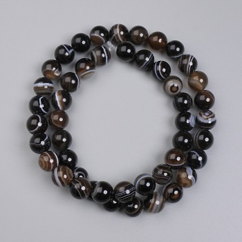 Agate beads, Smooth round 8mm on thread, 38 cm length