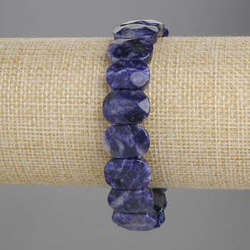 Sodalite Bracelet with Faceted Links 15×10 mm, 18 cm Stretch