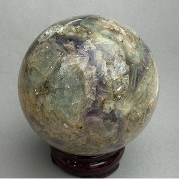 Fluorite sphere, 89 mm diameter, weight 1156 g, natural stone