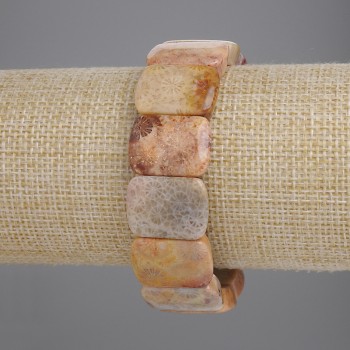 Petrified Coral Bracelet with Links, approx. 20×15 mm per link, length 18 cm, stretch
