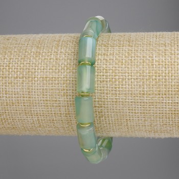 Agate Cylinder Bracelet, diameter 11.5×7.5 mm +/- with metal inserts, length 18 cm +/- stretch