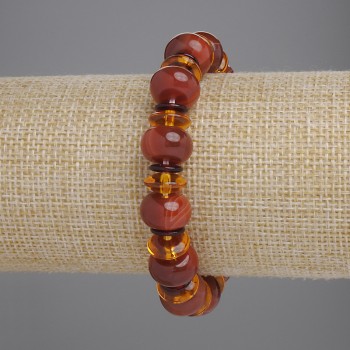 Smooth Agate Rondelle Bracelet, bead sizes 11.5×7.5 mm, 10×4 mm, and 8×1 mm, length 18 cm, elastic