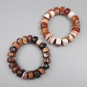 Agate Rondelle Bracelet, 18 cm Stretch