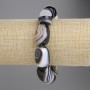Barrel-Shaped Agate Bracelet on Stretch Cord, 19x15 mm beads, rondelles 8x1 mm, length 18 cm ±