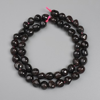 Garnet Beads, Faceted, 8–8.5×8 mm, on Thread, Length 40 cm+