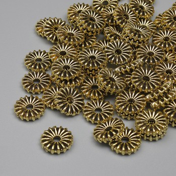Bead insert findings, golden metallic color, diameter 7.5×2 mm, hole 1.5 mm, packaging 20 g ~ 68 pcs