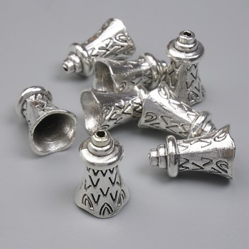 Bead end cap, silver-colored metal, 17×11 mm diameter, hole ~1 mm, packaging 20 g (~8 pcs)