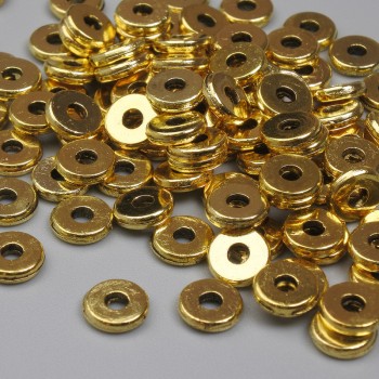 Gold-tone bead insert, 6x1.5 mm, hole diameter ~1.7 mm, packaging 20 g (~99 pcs.)