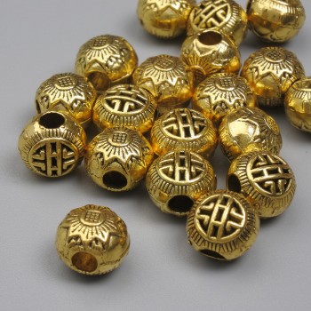 Gold-colored bead insert findings, 8 mm diameter, 2.5 mm hole, packaging 20 g (~19 pcs)