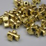 Cross-shaped bead insert, gold-colored metal, 9×8 mm, hole diameter approx. 1.7 mm, packaging 20 g (~21 pcs)