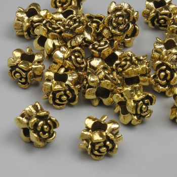 Gold-tone bead-insert finding, 8×5 mm, hole diameter ~2.8 mm, packaging 20 g (~22 pcs)