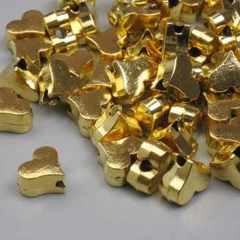 Heart-shaped bead insert, gold color, 6 mm diameter, hole diameter ~1 mm, packaging 20 g (~50 pcs)