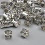 Bead insert findings, silver-colored metal, 6x7 mm, hole diameter about 5 mm, packaging 20 g (~42 pcs)