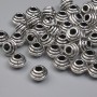 Bead insert, silver-tone metal, 6x4.5 mm, hole about 2.5 mm, packaging 20 g (~42 pcs)