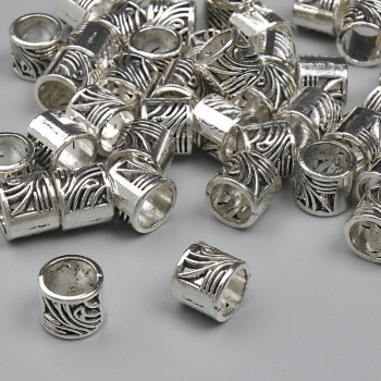 Bead insert, silver metal color, 7 mm diameter, hole diameter ~2.2 mm, packaging 20 g (~20 pcs)