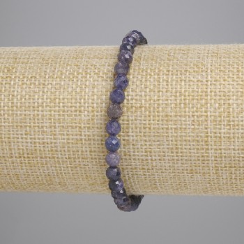 Sapphire Bracelet with Faceted Beads 5mm, Stretch, 18 cm long