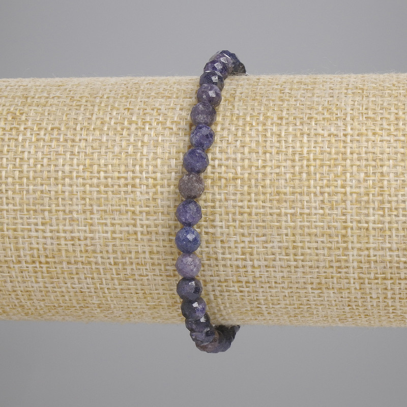 Sapphire Bracelet with Faceted Beads 5mm, Stretch, 18 cm long