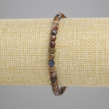 Petersite Bracelet with Faceted 4x4 mm Cubes, 18 cm Length, Stretch