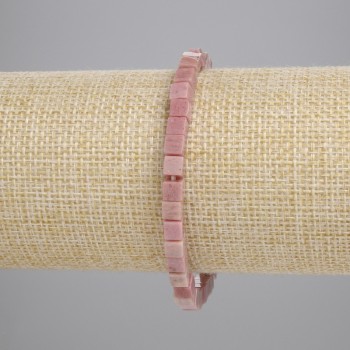 Rhodonite Cube Bead Bracelet 4.5×4.5 mm Stretch, 18 cm
