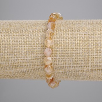 Bracelet with natural citrine, faceted beads, 7×6 mm, 18 cm (stretch)