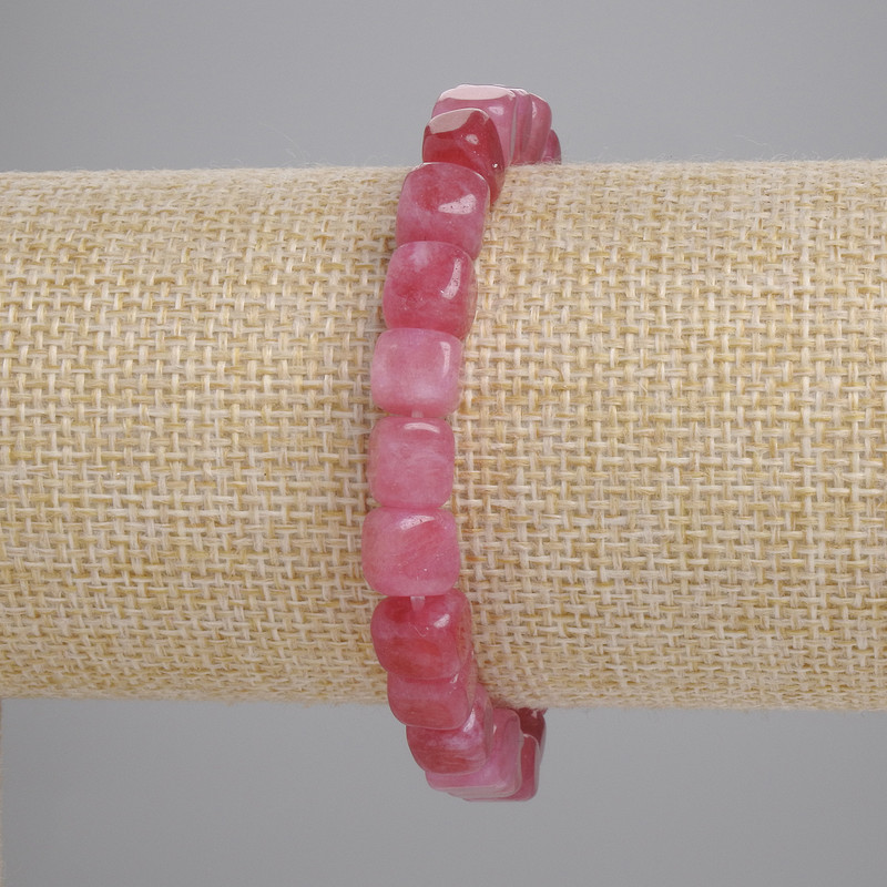 Tourmaline Cube Bead Bracelet, 8mm, 18 cm, Stretch
