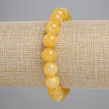 Bracelet with natural citrine beads, smooth 10mm round beads, 18 cm length (stretch)