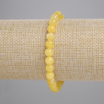 Natural Citrine Bracelet with Smooth Beads, 6.5 mm Diameter, 18 cm Length (Stretch)