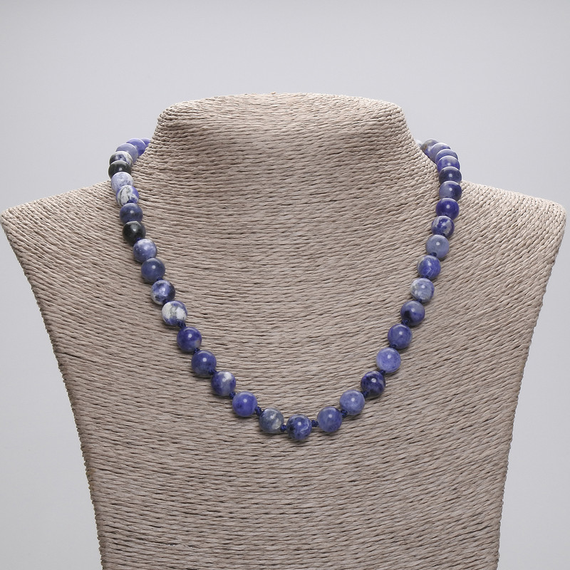 Sodalite Necklace with Smooth Beads 8mm, length 45 cm, with clasp