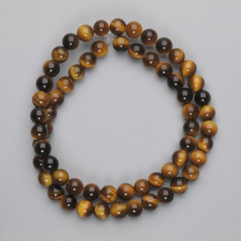 Tiger's Eye Beads - Smooth Round 6mm, on a beading thread, length approx. 38 cm